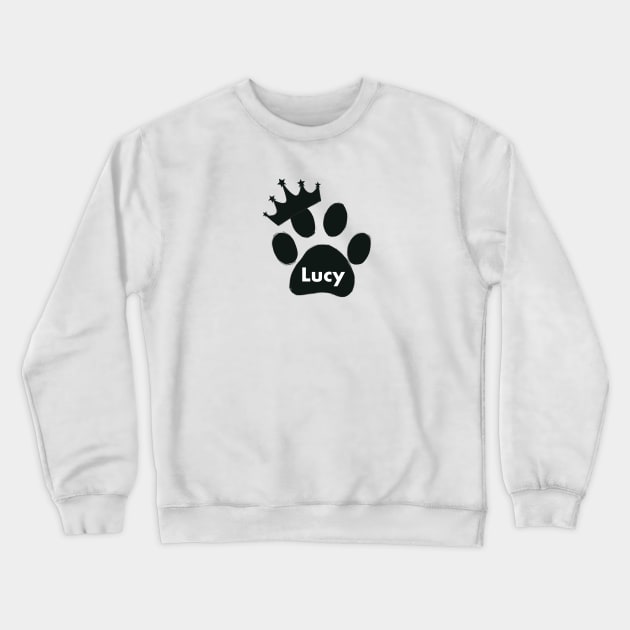 Lucy cat name made of hand drawn paw prints Crewneck Sweatshirt by GULSENGUNEL